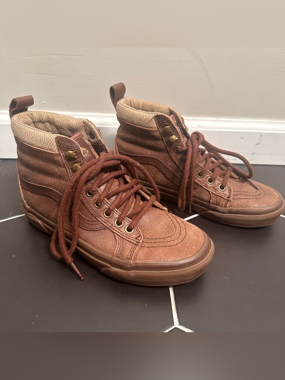 Vans Sk8- MTE Leather High Brown Men’s 5.5 Women’s 7 Sneakers Boot Lace Up